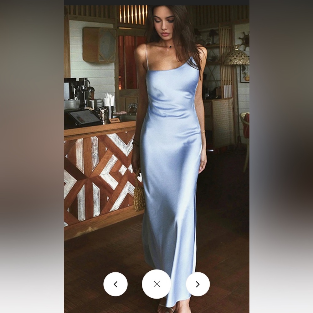 NWT COMMENSE Satin Backless Split Thigh Long Dress